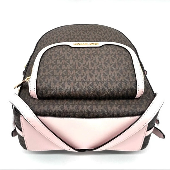 Michael Kors Medium Jaycee Zip Packet Backpack Brown/Powder Blush - Picture 6 of 14